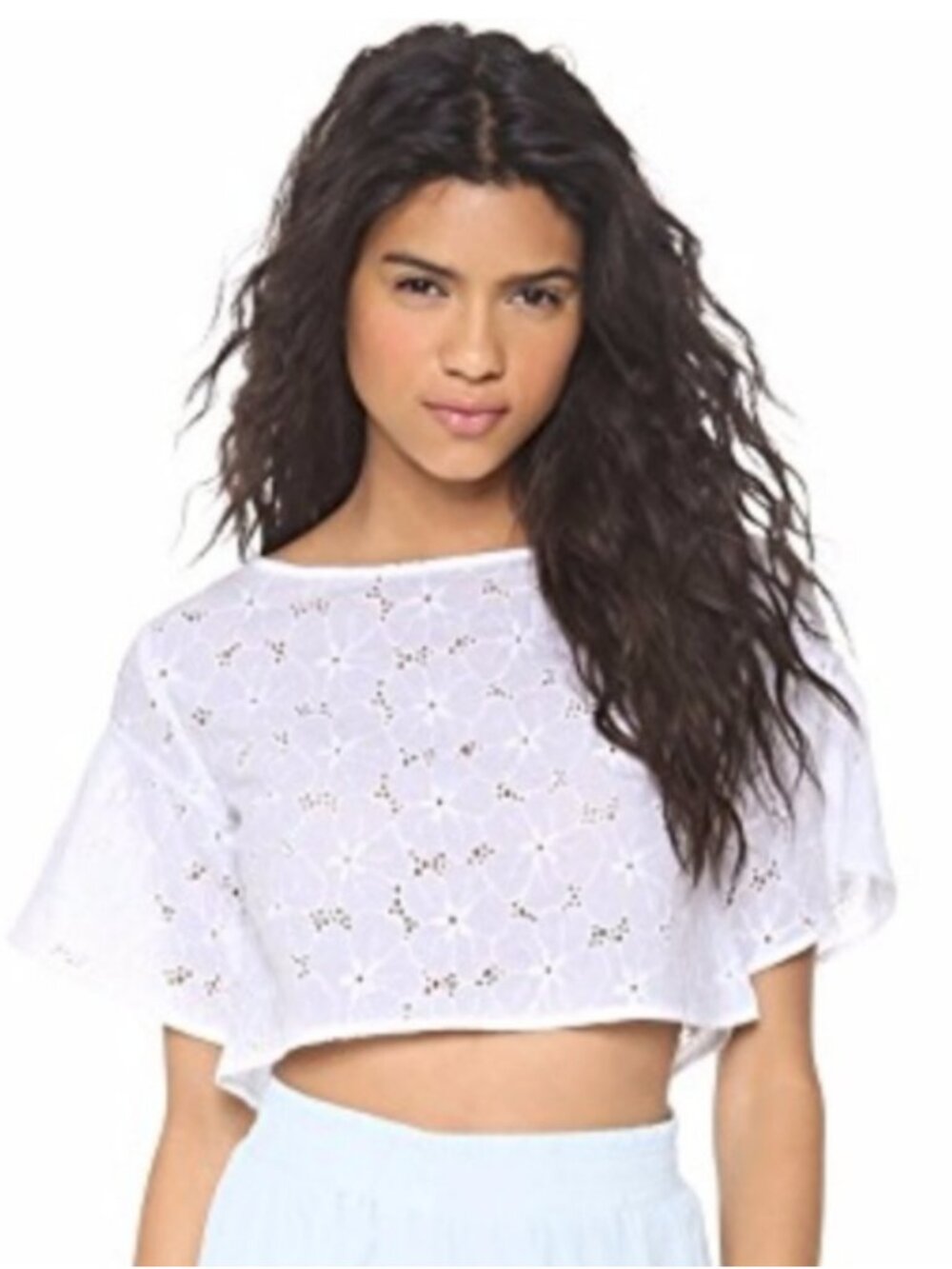 BB Dakota Chevelle Eyelet Cropped Blouse S